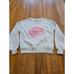 Violet Skye Girls Medium (8) Heathered Gray Pink‎ Cowgirl Pullover Sweatshirt